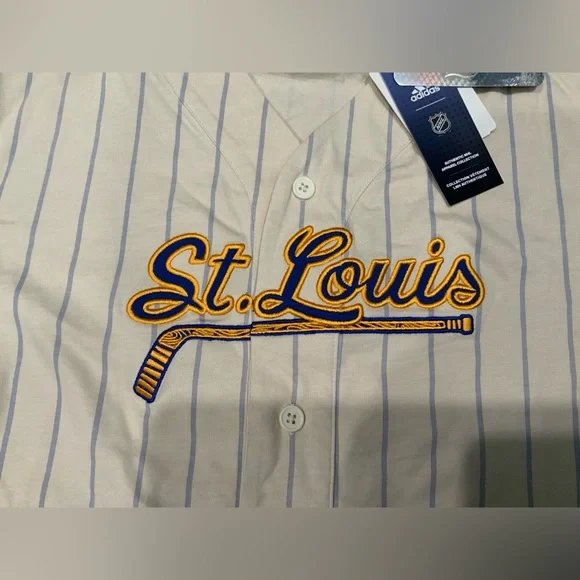 New Adidas NHL St Louis Blues Baseball Jersey H44017 Men's Size M - Picture 2 of 9